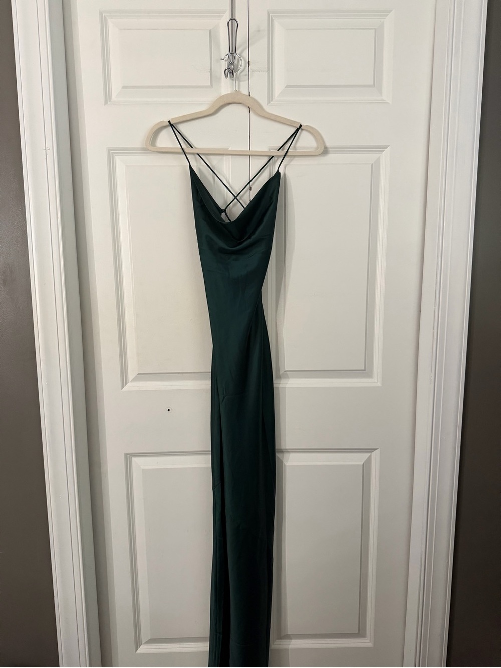 XS Babyboo Emerald Green Satin Maxi Dress